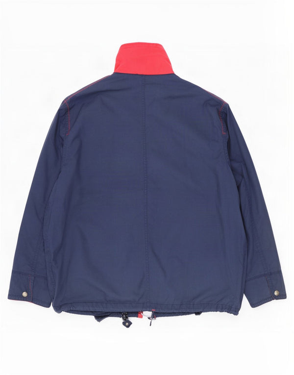 Jaqueta utilitária masculina vintage folgada Reino Unido 38 bloco colorido azul marinho médio