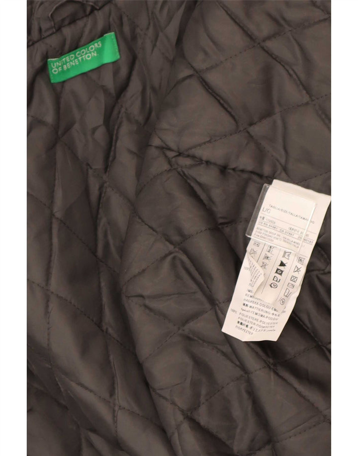 Jaqueta parka feminina com capuz Benetton Reino Unido 40 grande algodão cinza
