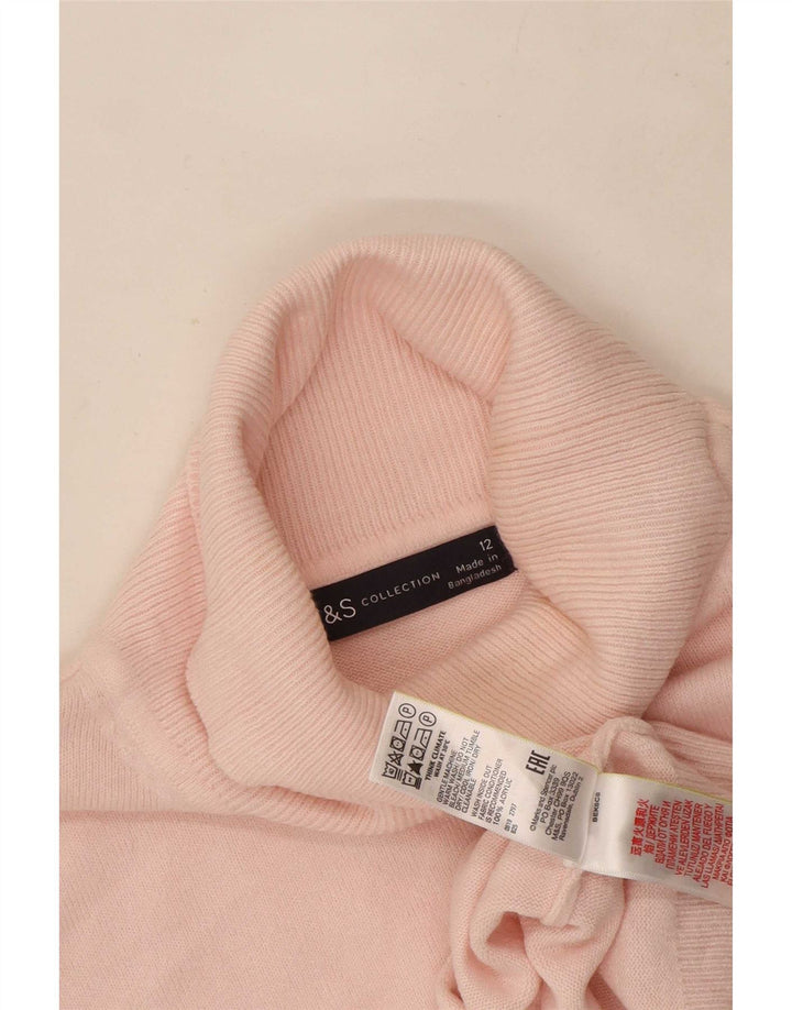 Suéter feminino Marks & Spencer com gola redonda Reino Unido 12 acrílico rosa médio