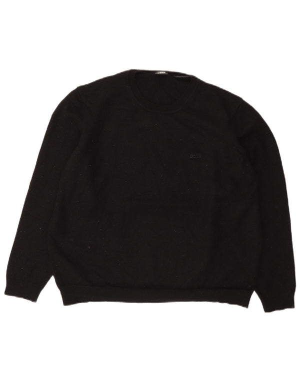 Suéter feminino Hugo Boss com gola redonda e gola redonda Reino Unido 22 3XL lã preta