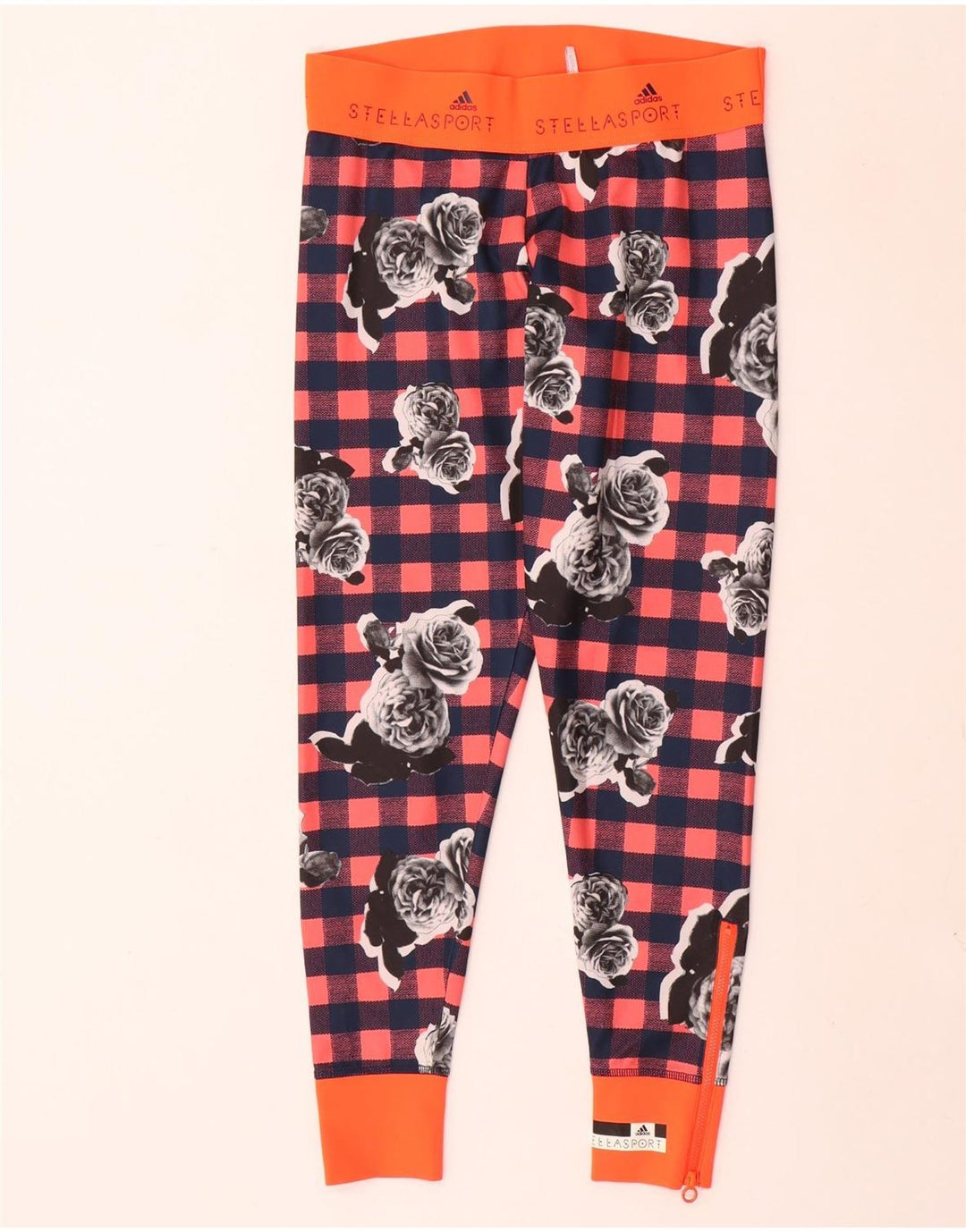 ADIDAS Womens Stella Graphic Leggings UK 14 Medium Multicolor Check