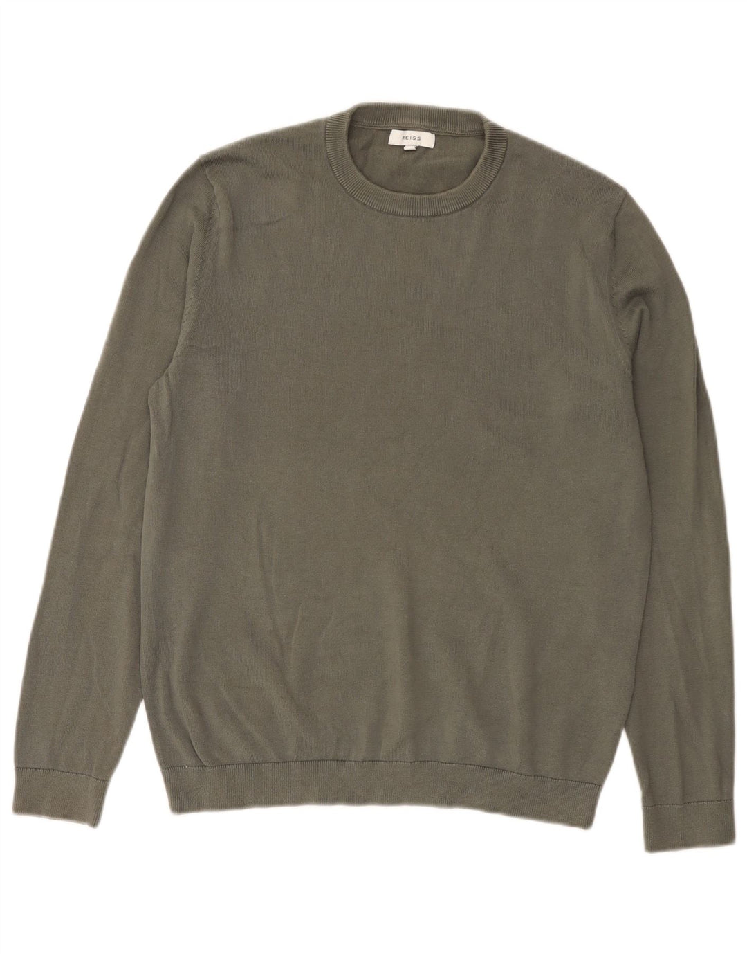 Suéter masculino Reiss com gola redonda e algodão cáqui médio