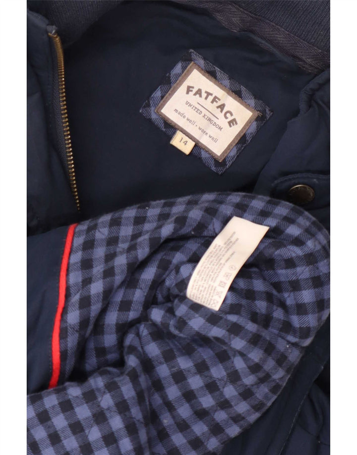 Gilet acolchoado feminino Fat Face UK 14 grande poliéster azul marinho
