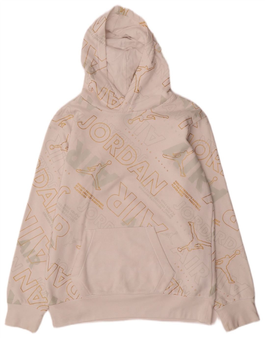 JORDAN Meninos moletom com capuz gráfico 13-14 anos XL algodão branco