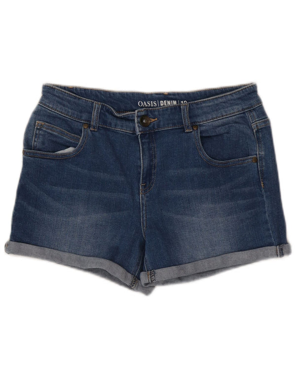 Shorts jeans feminino Oasis UK 12 médio W30 algodão azul