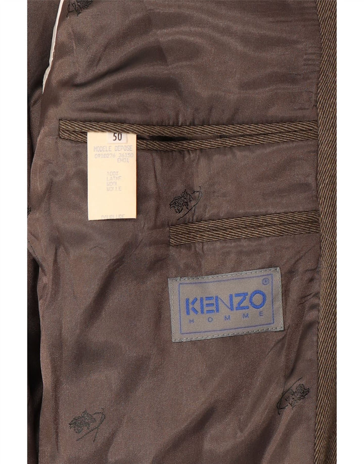 Jaqueta blazer masculina Kenzo com 3 botões IT 50 grande lã marrom