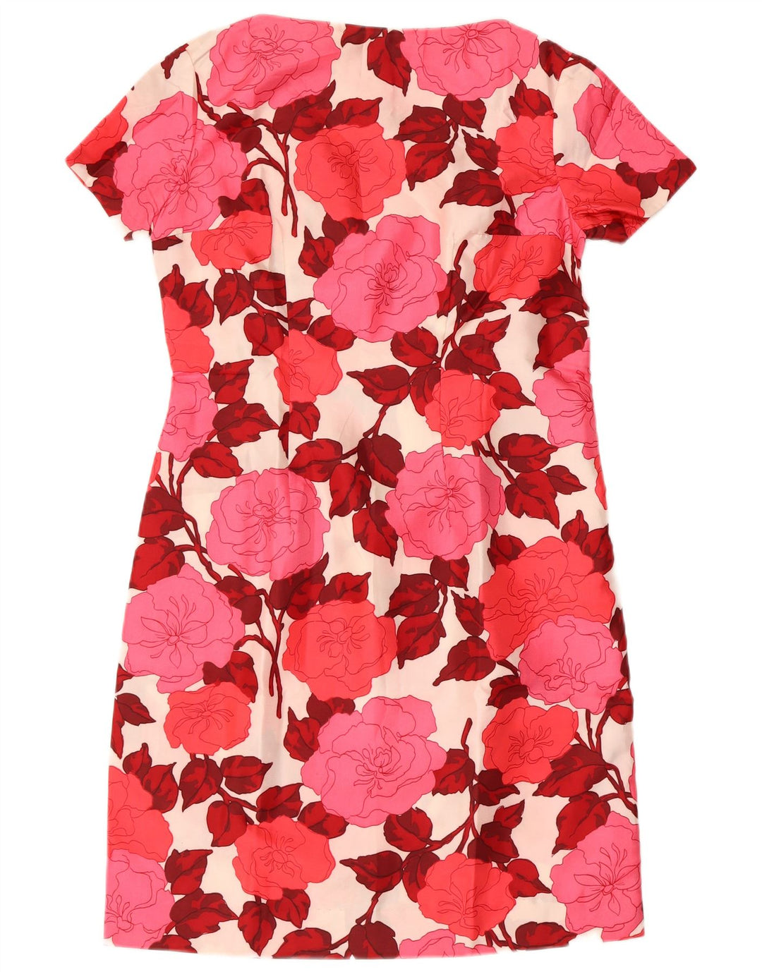 Vestido bainha feminino VINTAGE UK 12 floral vermelho médio