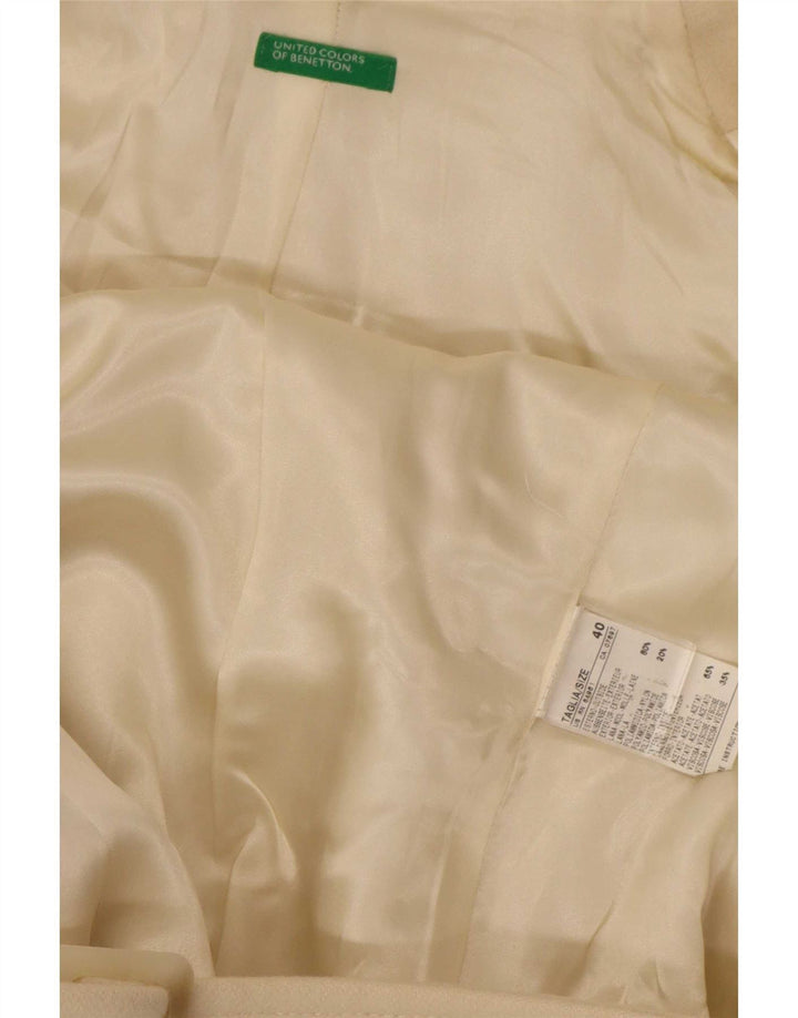Casaco feminino Benetton com peito duplo IT 40 lã bege pequena
