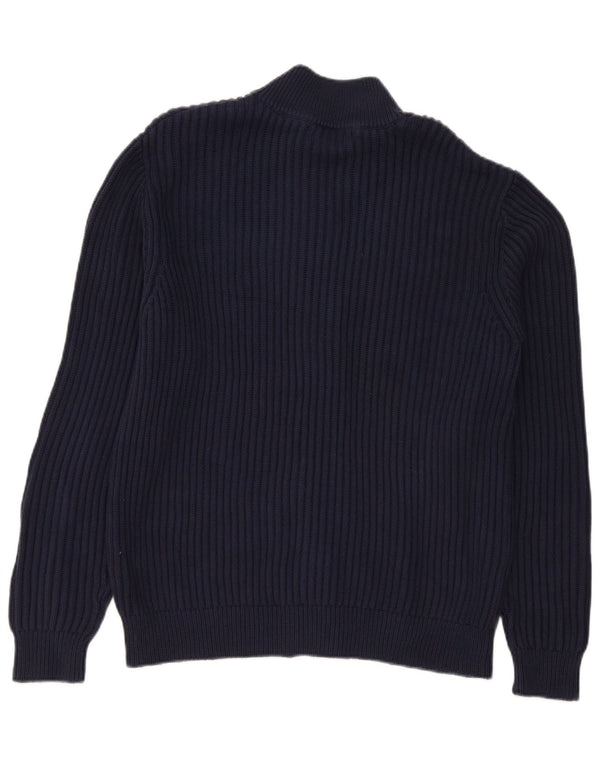 Suéter cardigã masculino L.L.Bean grande algodão azul marinho