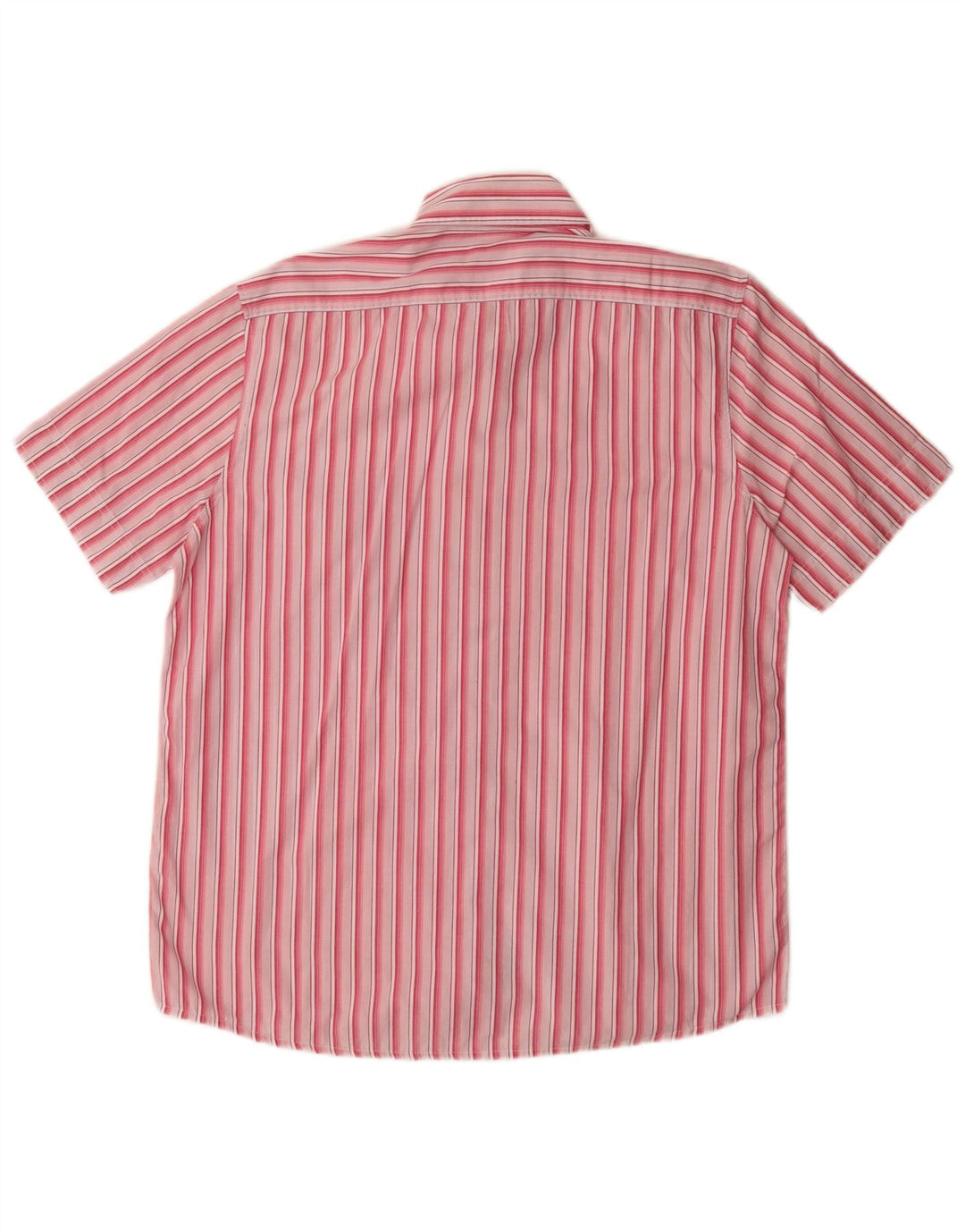 Camisa masculina de manga curta Benetton grande algodão listrado rosa