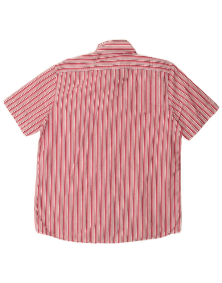 Camisa masculina de manga curta Benetton grande algodão listrado rosa