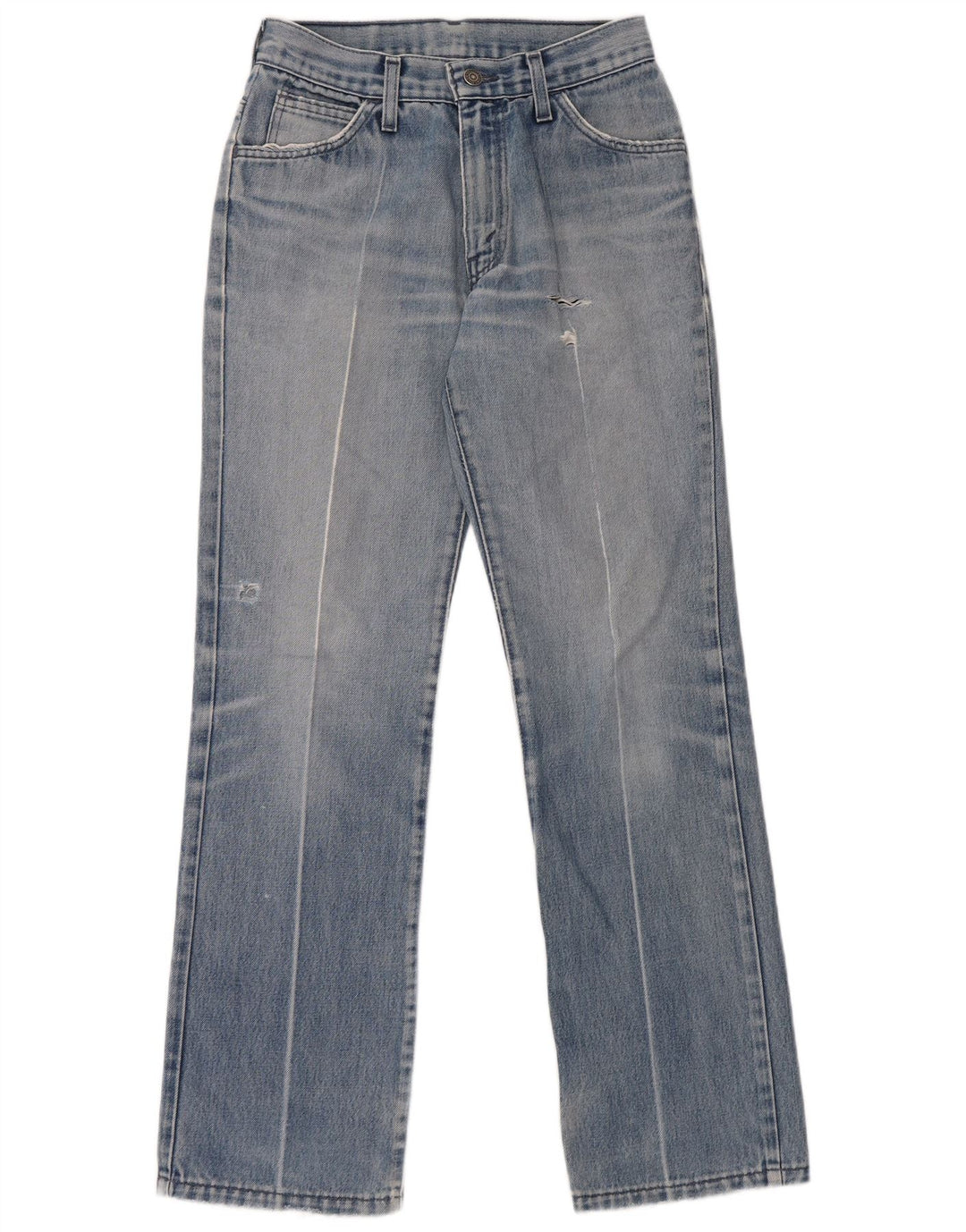 Calça jeans reta feminina Levi's desgastada W28 L32 algodão azul
