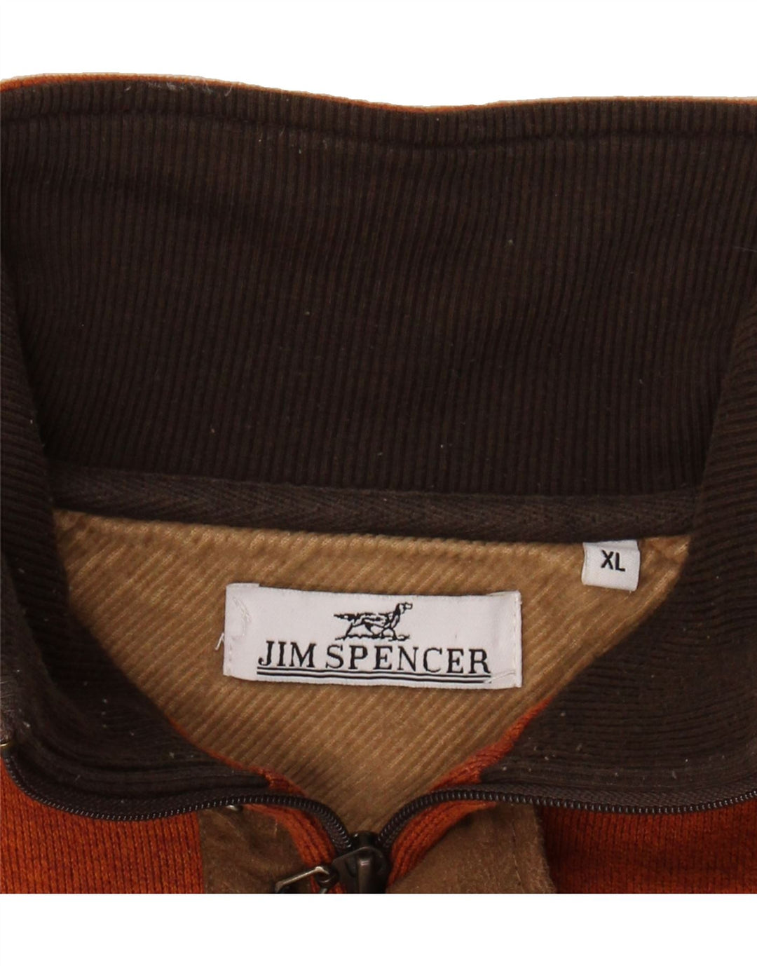 JIM SPENCER Mens Zip Neck Jumper Sweater XL Orange Cotton Vintage Jim Spencer and Second-Hand Jim Spencer from Messina Hembry 