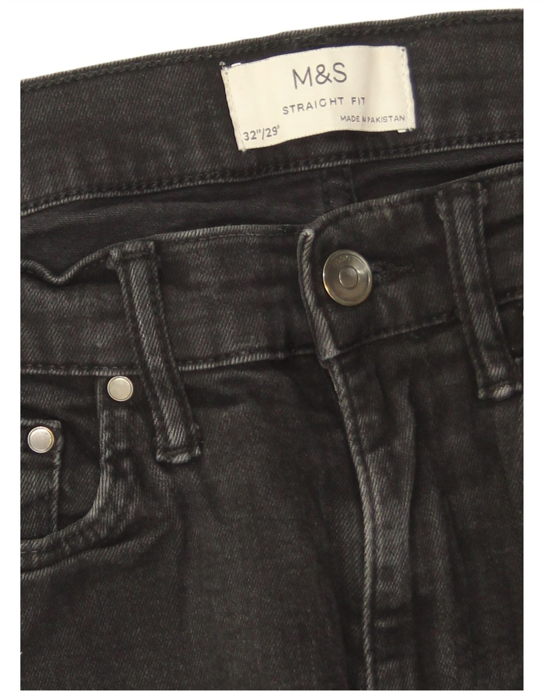 Jeans retos masculinos Marks & Spencer W32 L29 algodão preto