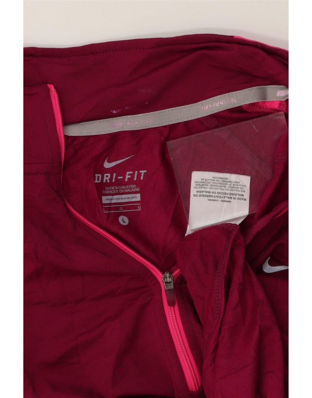 NIKE Womens Dri Fit Pullover Tracksuit Top UK 16 Large Burgundy Vintage Nike and Second-Hand Nike from Messina Hembry 