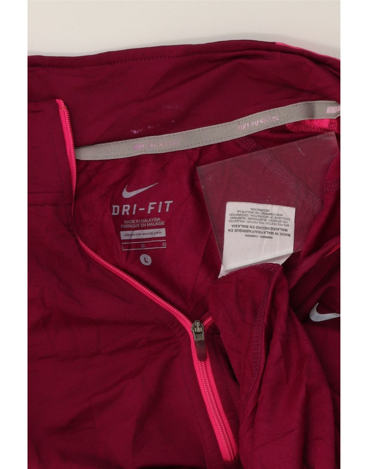 NIKE Womens Dri Fit Pullover Tracksuit Top UK 16 Large Burgundy Vintage Nike and Second-Hand Nike from Messina Hembry 