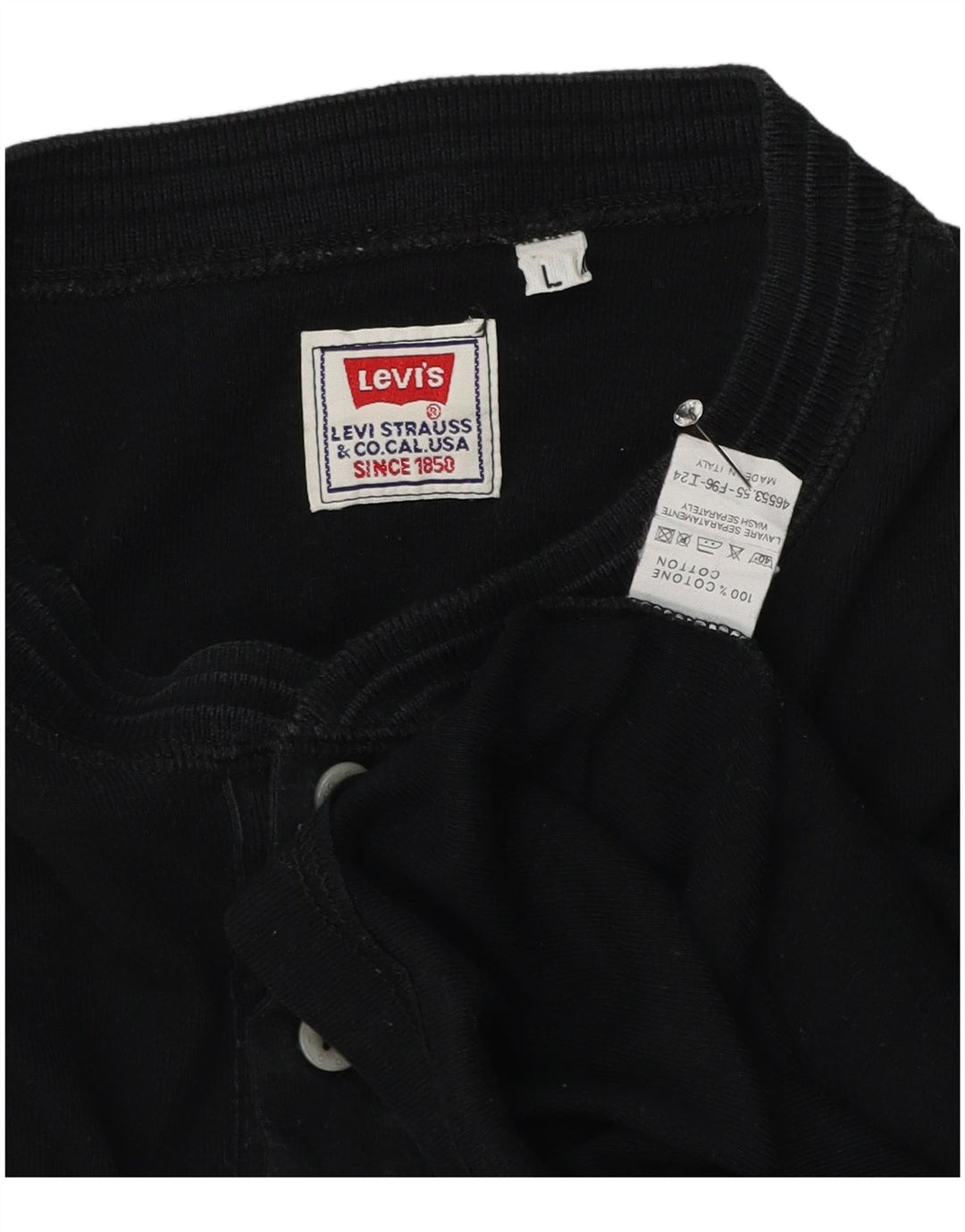 Top masculino Levi's manga comprida grande algodão preto