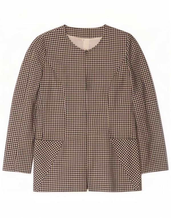 Vintage Womens Blazer Jacket IT 46 Large Grey Check Wool