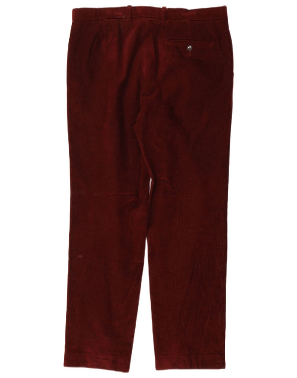 Calça masculina de veludo cotelê Marks & Spencer sob medida W34 L31 vermelha