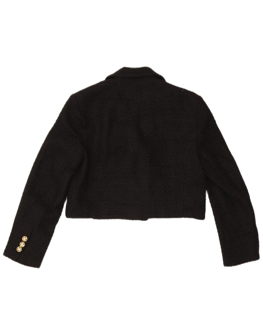 Zara Womens Crop Double Breasted Jaqueta Blazer Reino Unido 16 Grande Poliéster Preto