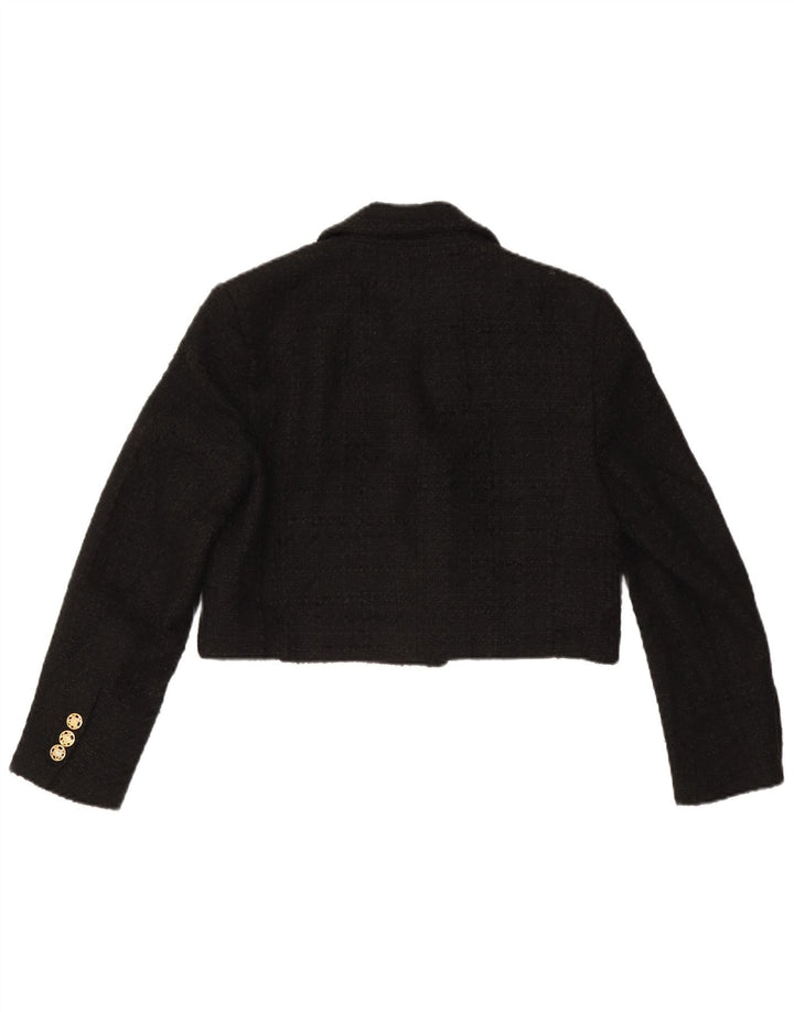 Zara Womens Crop Double Breasted Jaqueta Blazer Reino Unido 16 Grande Poliéster Preto
