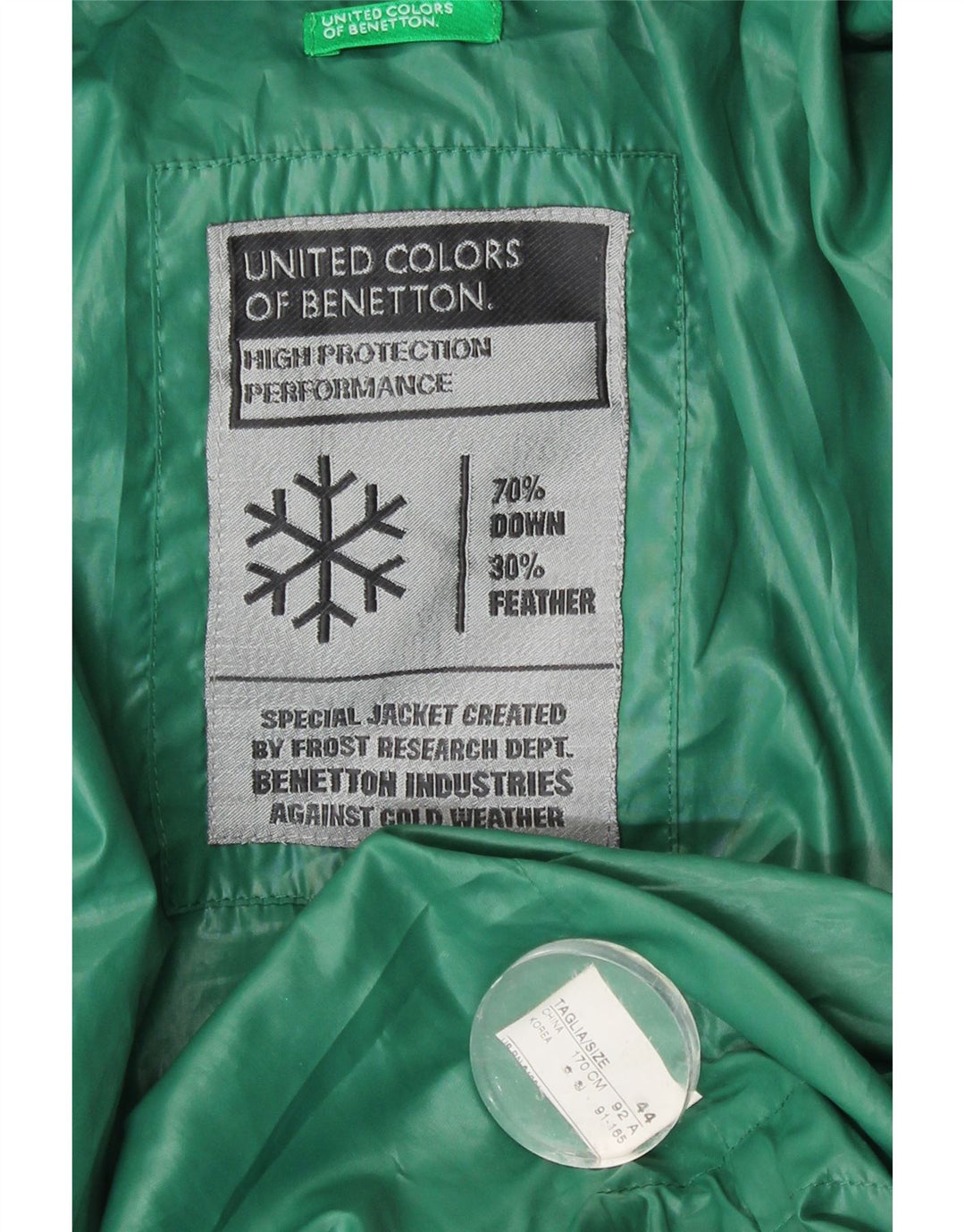 Jaqueta acolchoada com capuz feminino Benetton IT 44 poliéster verde médio