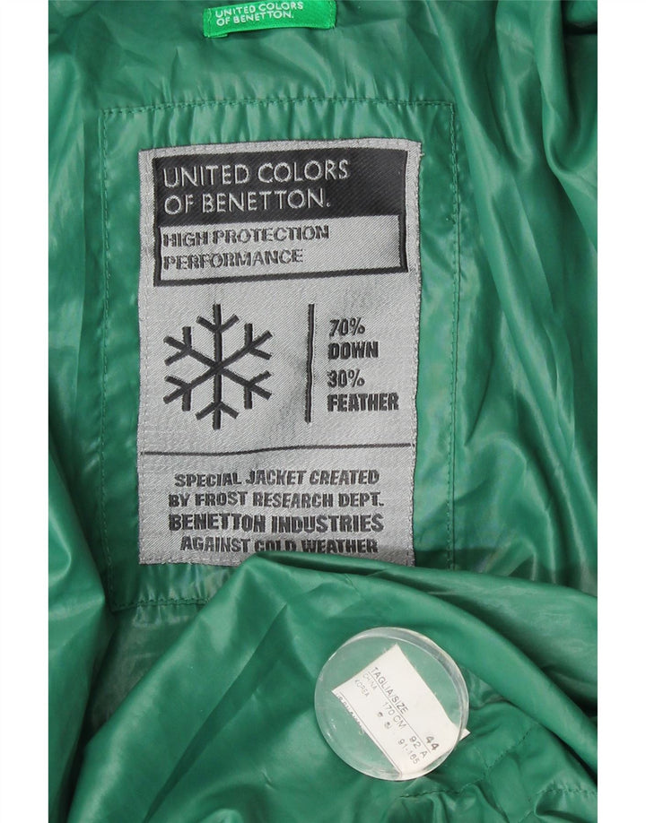 Jaqueta acolchoada com capuz feminino Benetton IT 44 poliéster verde médio