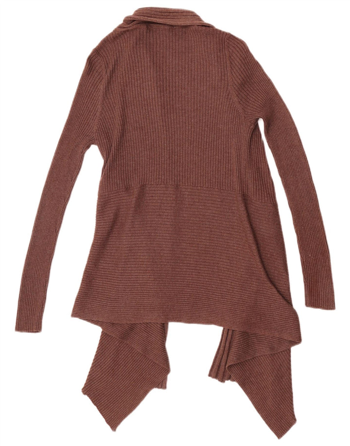 Suéter cardigã aberto assimétrico feminino Marks & Spencer Reino Unido 14 marrom médio
