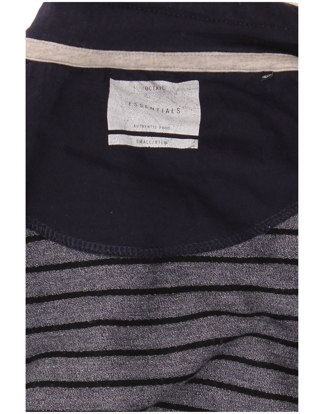 Camiseta masculina Essentials manga comprida pequena listrada azul marinho