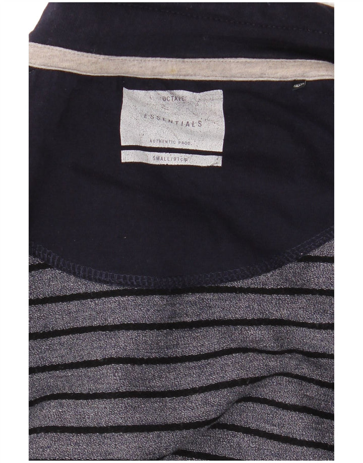 Camiseta masculina Essentials manga comprida pequena listrada azul marinho