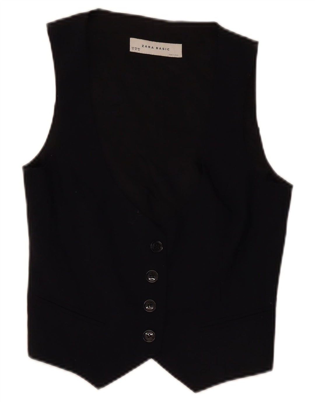 Colete feminino Zara UK 6 XS preto poliéster
