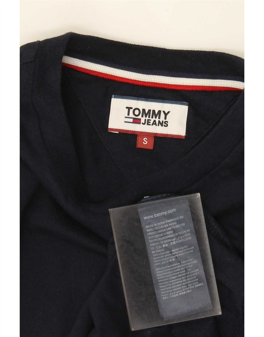 Camiseta masculina Tommy Hilfiger top pequeno algodão azul marinho