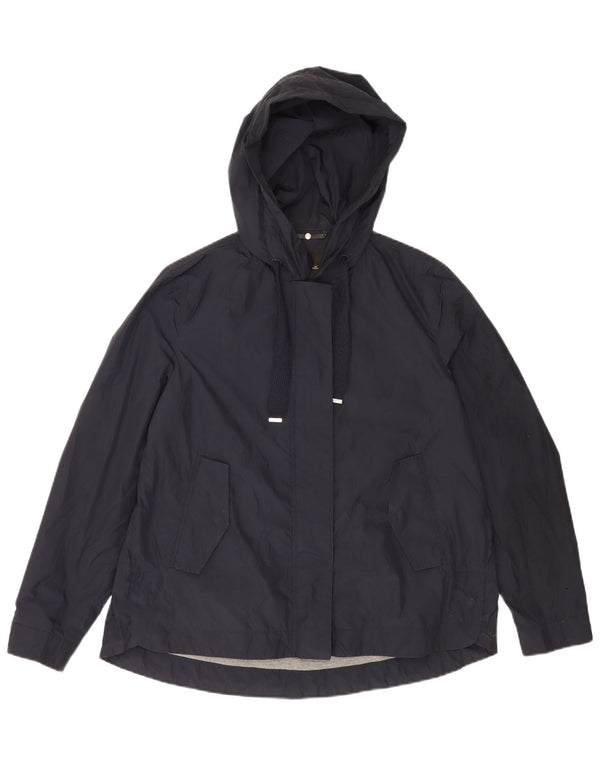 Jaqueta bomber feminina Massimo Dutti com capuz grande tamanho UK 14 azul marinho médio