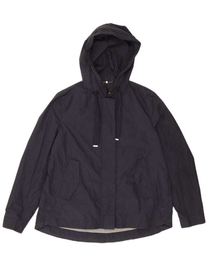 Jaqueta bomber feminina Massimo Dutti com capuz grande tamanho UK 14 azul marinho médio