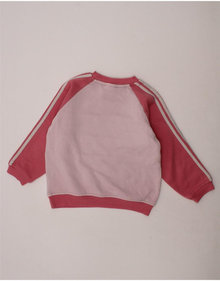 ADIDAS Girls Sweatshirt Jumper 3-4 Years Pink Colourblock Cotton Vintage Adidas and Second-Hand Adidas from Messina Hembry 