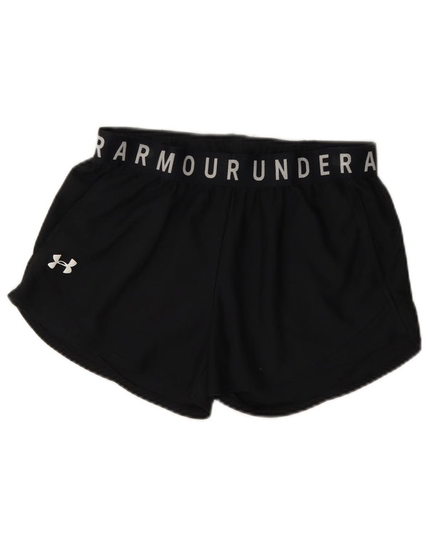 Shorts esportivos femininos Under Armour Heat Gear Graphic UK 10 pequenos pretos