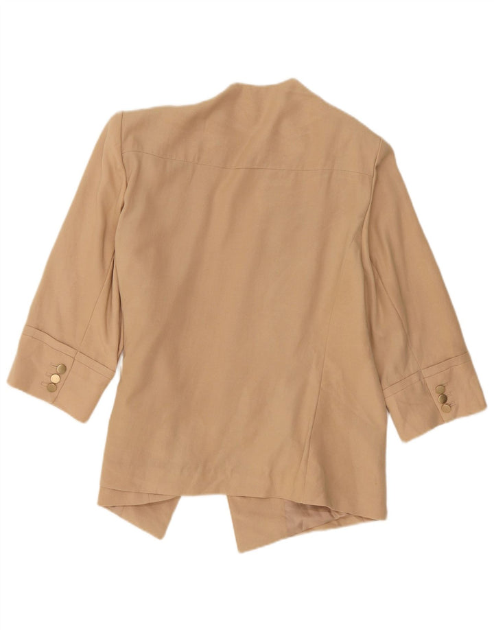 Jaqueta blazer feminina Marks & Spencer manga 3/4 aberta Reino Unido 20 2XL bege