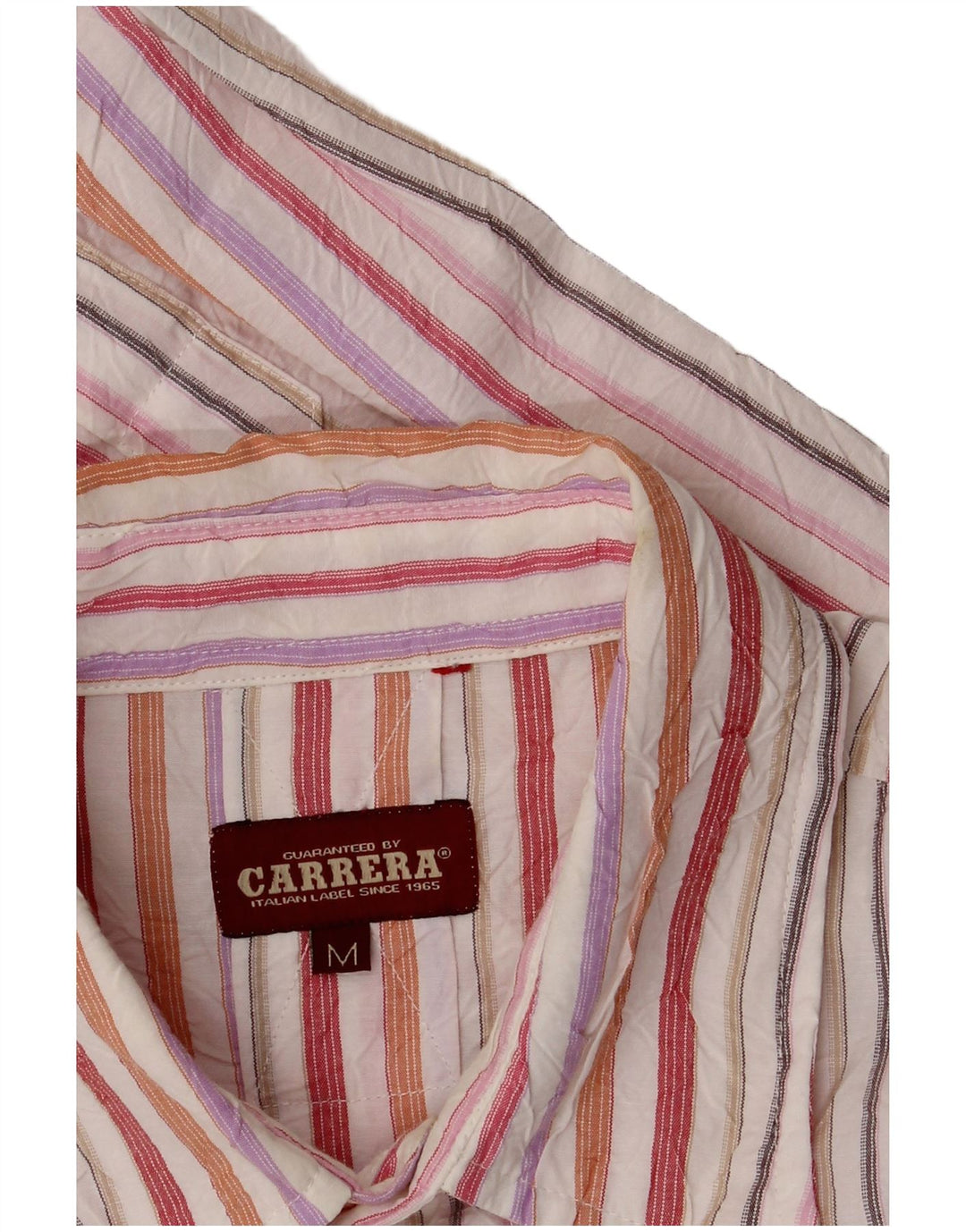 Camisa masculina Carrera média listrada multicolorida de algodão