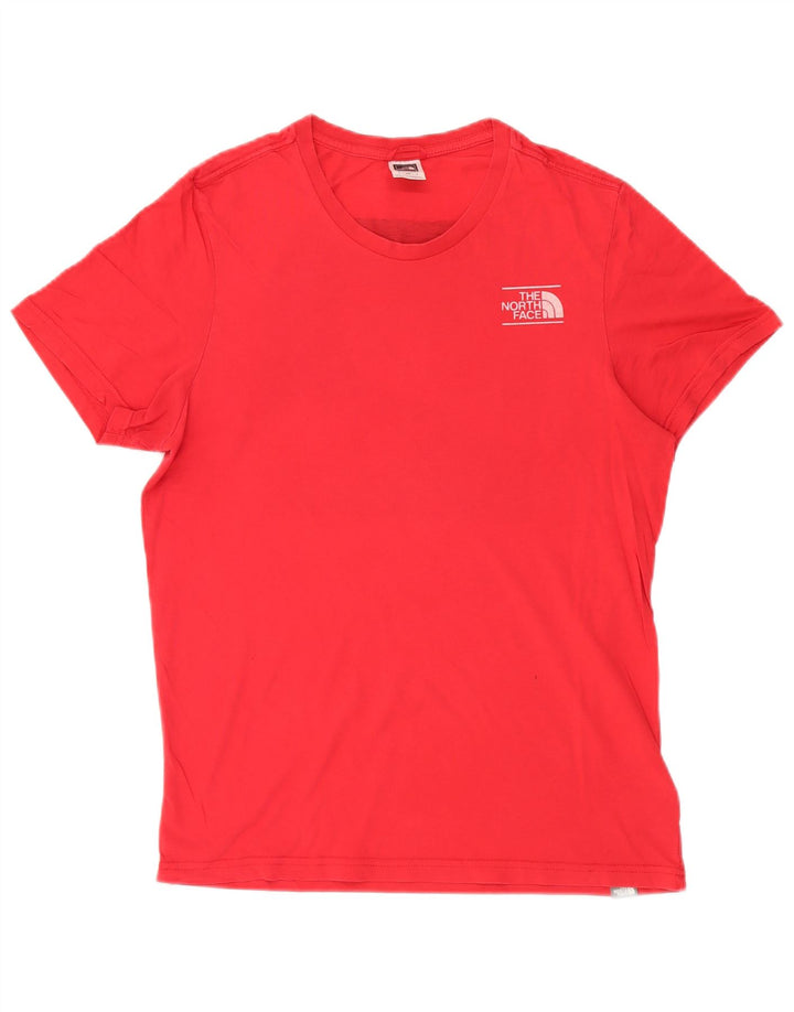 Camiseta gráfica masculina The North Face, top pequeno de algodão vermelho