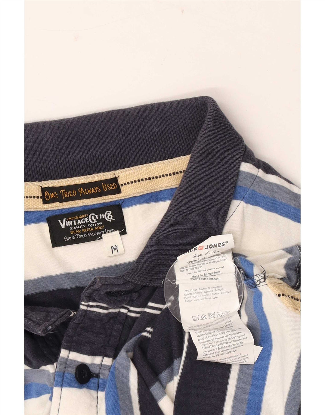 Camisa polo masculina Jack & Jones média listrada multicolorida de algodão