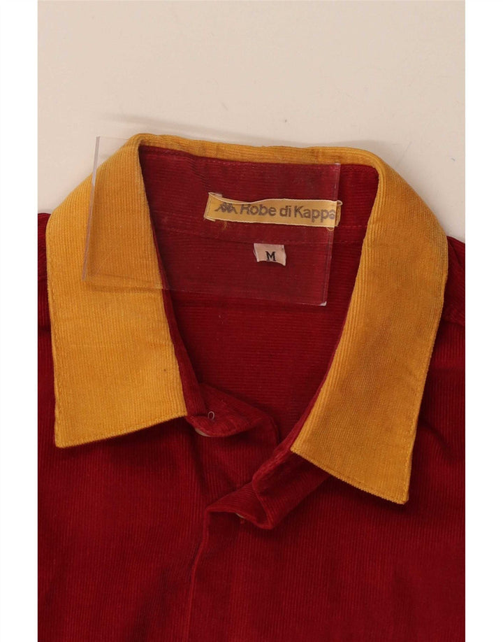 Camisa masculina de veludo cotelê Kappa médio vermelho algodão colorblock