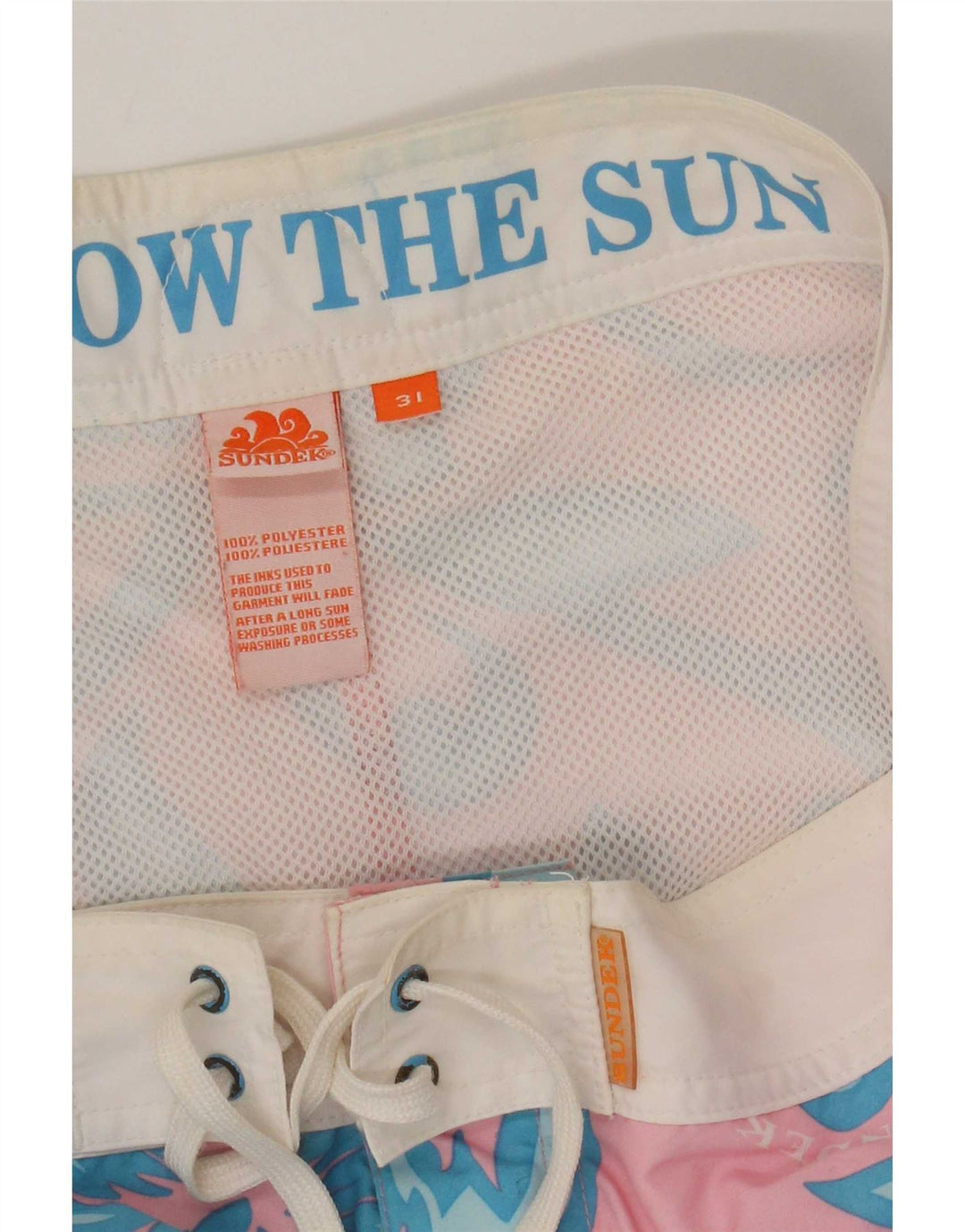 Shorts de natação masculino Sundek gráfico médio rosa floral poliéster