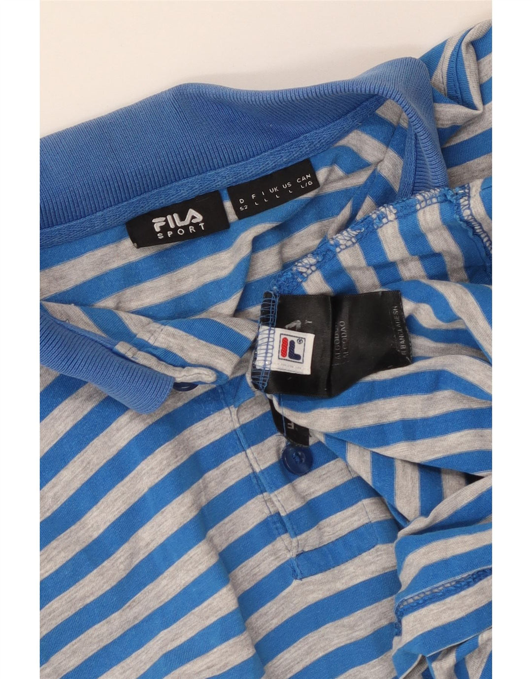 Camisa polo masculina Fila grande algodão listrado azul