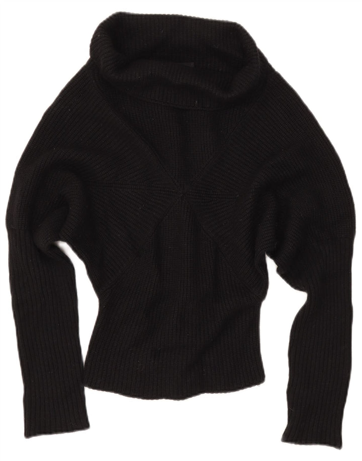 Suéter feminino Stefanel com gola redonda Reino Unido 6 XS lã preta