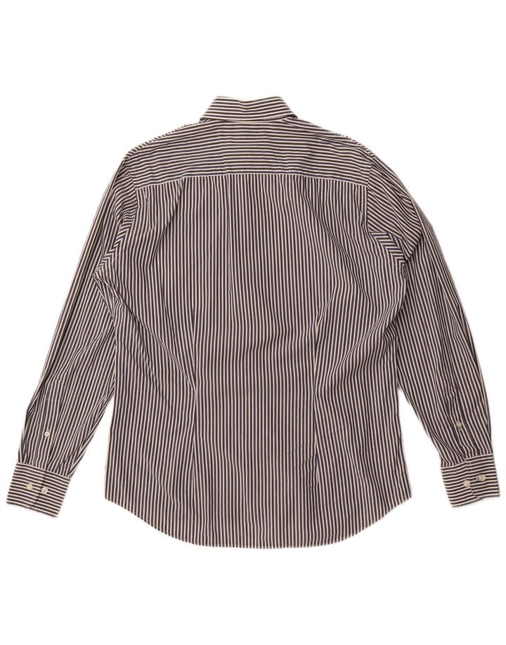 Camisa masculina Slim Fit Fred Perry de algodão listrado azul marinho médio