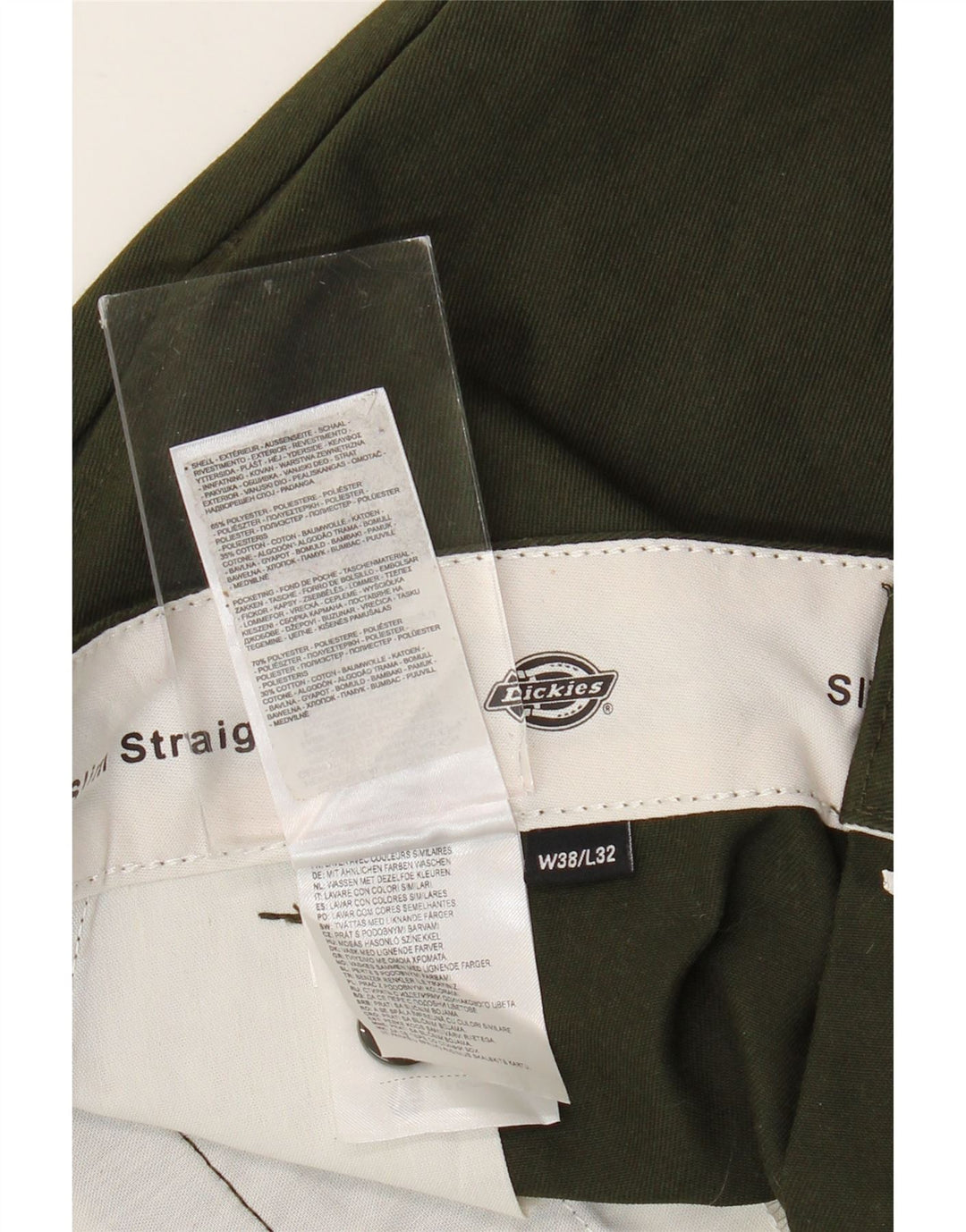 Calça chino masculina DICKIES slim reta W38 L32 poliéster cáqui