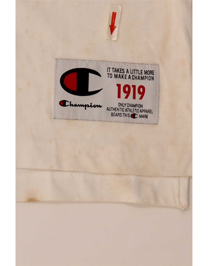 Camiseta gráfica masculina Champion Top médio branco colorblock