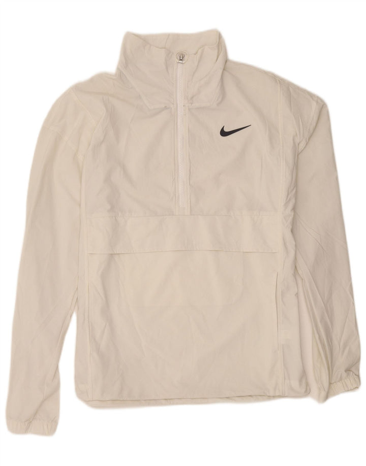 Nike Mens Zip Neck Pullover Treino Top Médio Branco Nylon