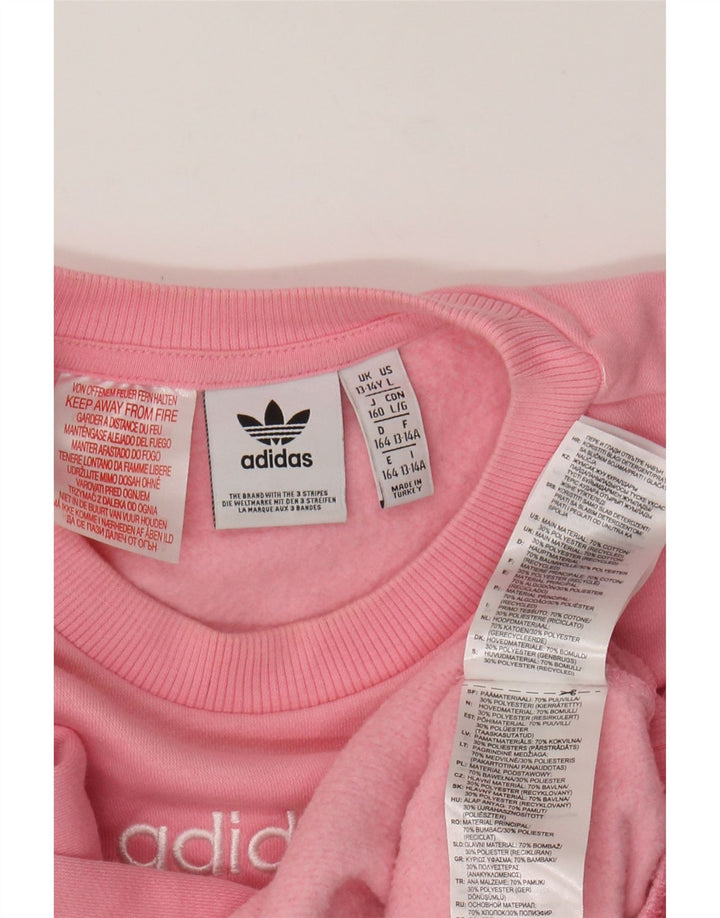 ADIDAS Meninas Graphic Sweatshirt Jumper 13-14 Anos Rosa Algodão