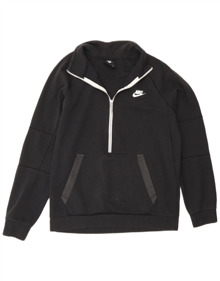 Moletom masculino Nike com zíper e gola alta de algodão preto médio